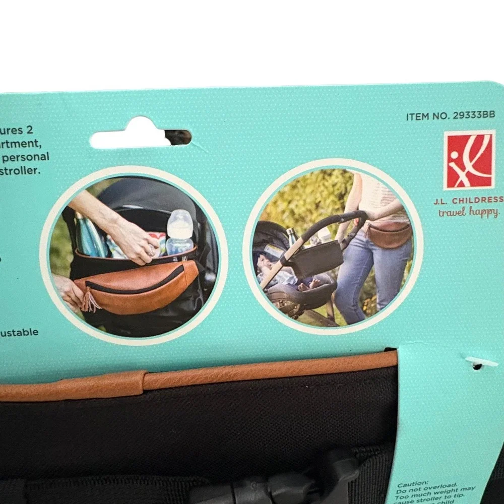 JL Childress Universal Stroller Organizer‎ with Hip Pack Tan Black Detachable